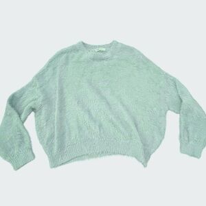 H&M Aqua Blue Fuzzy Sweater Knit Soft Comfortable Top‎ Womens XS | Girls Size 20